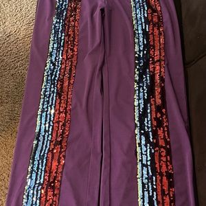 Sequined Decorative Purple Pants